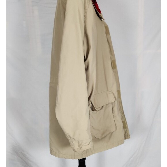 Lands End Barn Coat Mens XL Tan Zip Made in USA Flannel Lined Jacket Outerwear - Picture 7 of 13